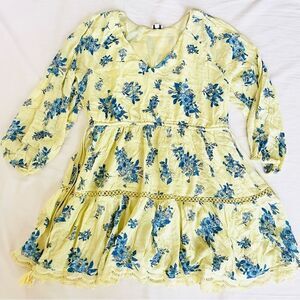 River Island Womens Dress Floral Vneck Raffle Longsleeve Short Fashion Plus 20 N